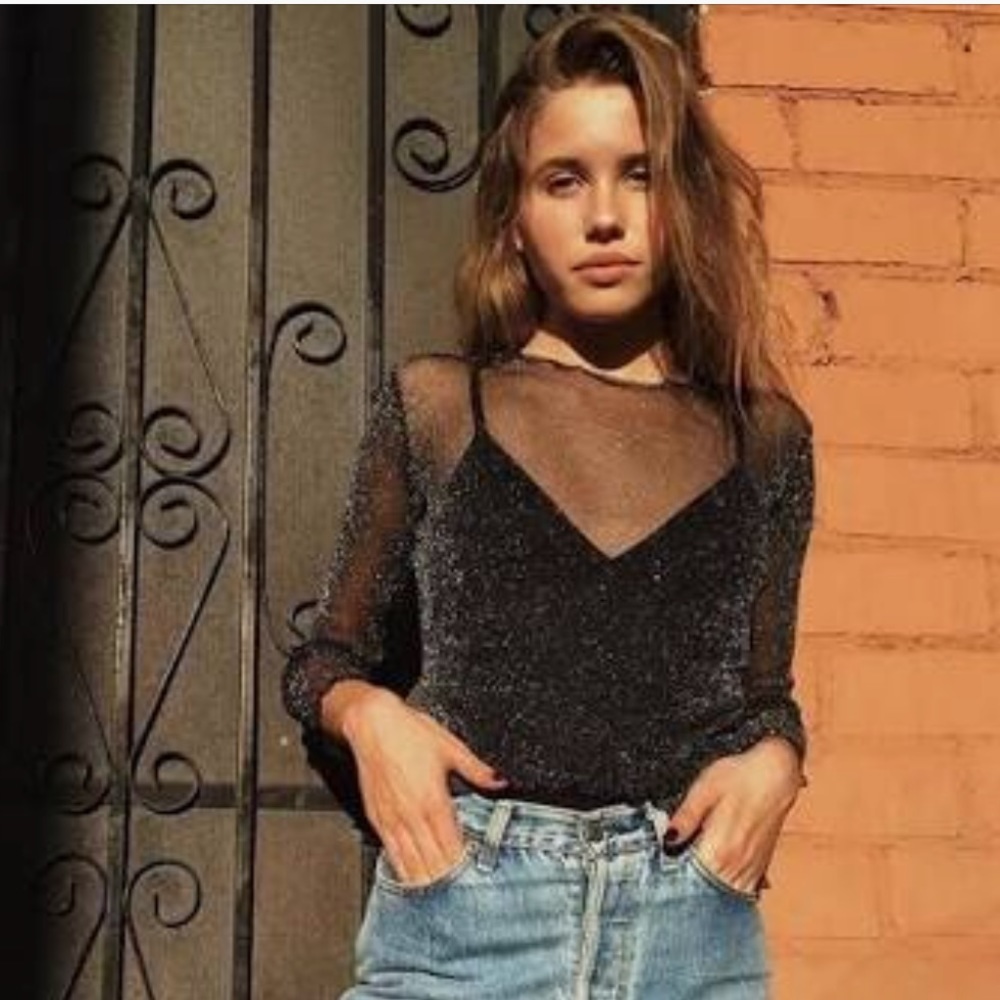 Brandy Melville Black Rene Glitter Top